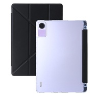 For Redmi Pad SE 8.7 Case with Pen Slot Multi-folding Stand Clear Back Magnetic Tablet Shell for Xia