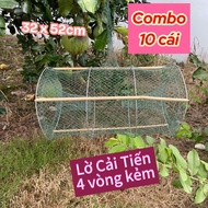 (Combo 10 chiết) Lờ đặc cá Cải tiến lờ kẻm 4 vòng kích cỡ 32 x 52cm có kèm tre dựng lờ.. bắt cá