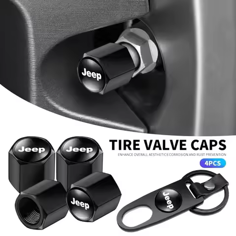 Metal Car Tire Valve Stem Cap Air Dust Covers with Tool Wrench Keychain For JEEP Renegade Patriot We