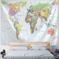 World Map Tapestry HD Wall Decoration Watercolor Map Letter Polyester Tablecloth Yoga Beach Towel