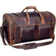 HLC 28" Vintage Duffel Classic Style with Modern Outlook Retro Thick Full Grain Cowhide Handmade Air
