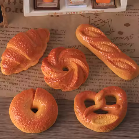 Mini Bakery Bread Model Croissant Baguette Miniature Food Play DIY Resin Craft Miniature Decoration 