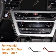 For Hyundai Sonata 9 2015 2016 2017 Start Circle Trim Surround Real Carbon Fiber Sticker Car Interio