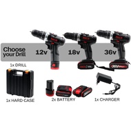 Drill EKCO Cordless Impact Drill Screwdriver With Hammer 3 Mode 12v 18v 36v 2 Speed