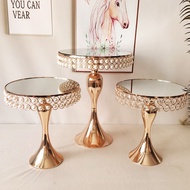 European Style Metal Cake Stand Wedding Decoration Tall Cake Plate Mirror Tray Dessert Table Iron Ar