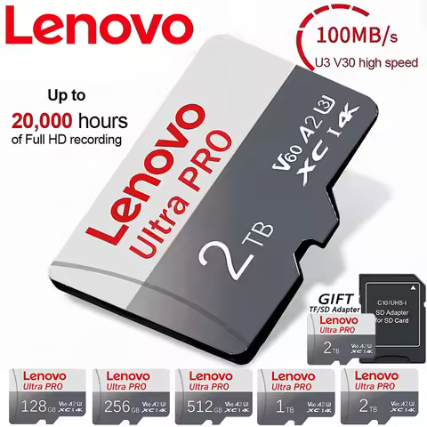 Lenovo Memory Card High Speed 2TB 1TB 512GB Micro SD TF 256GB Micro SD 100Mb Reading Speed Class 10 