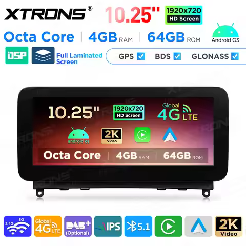 XTRONS 10.25'' Android 14 2K Car Radio For BENZ C-Class W204 (2007-2010) NTG 4.0 System with 4G CarP