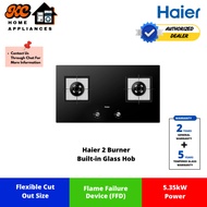 Haier 2 Burner Built-in Glass Hob | 5.35kW | Hob-to-Hood Connection | Flame Failure Device | HC-Q682