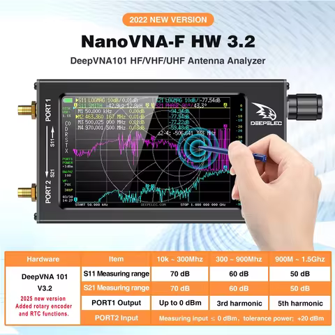 New NanoVNA-F DeepVNA 101 Vector Network Analyzer 4.3 inch IPS LCD Screen 10k - 1.5GHz Antenna Analy