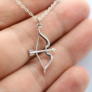 Fashion Womens Girl Silver Plated Bow Arrow Pendant Chain Necklace