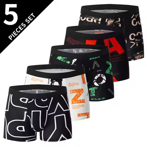 4/5/6/10 Pcs Of Men's Fashion Printed Underwear Multicolor Combination Teenagers Comfortable Joker L