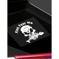 Fish Fear Me Skull Fishing Box Sticker Fish Sticker Fishing Reflective Car Sticker Car Sticker 8VPI