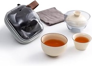 Tea Cup Portable Set, 10.8oz Mug and 2-Cups, Wide Mouth Easy to Clean Keep Tea Hot, Steeping Loose L
