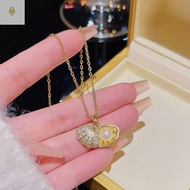 WAY Peach Heart Pearl Necklace, Fashionable Elegant Oyster Necklace, Gift Versatile Chain Unique Sta