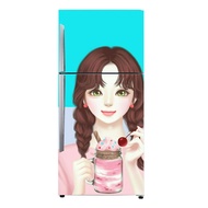 Puswall - Refrigerator Stickers 1 Door and 2 Door/s Motif/s 3Girl Custom Sticker/s