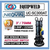 NEOVIN UC-SC300A SUBMERSIBLE SEWAGE CUTTER PUMP 3.0HP 2250W 3" 75MM (HEAVY DUTY) UC-SC300 UCSC300 UC