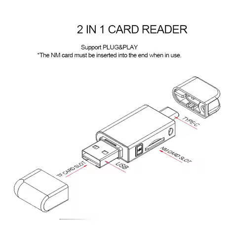 USB-C Type C /USB 2.0 to NM Nano Memory Card TF Micro-SD Card Reader for Huawei Cell Phone &Amp, Lap