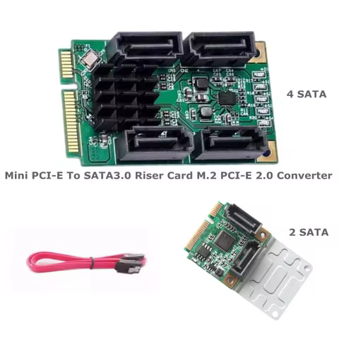 Mini PCI-E To SATA3.0 Riser Card M.2 PCI-E 2.0 Converter B+M Key Expansion Card 2/4 SATA 3.0 SSD Ada