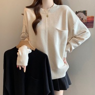 6061l _ Half Turtleneck Sweater Women Autumn Winter Loose Pullover Design Feeling Inner Layered Knit