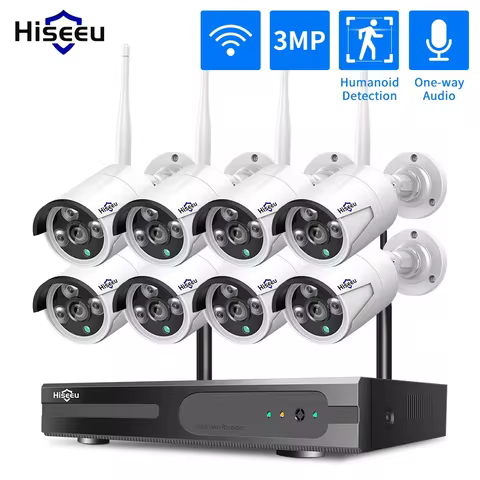 Hiseeu 5MP WiFi Video Surveillance Camera System 10CH P2P NVR Motion Audio Set Outdoor IR Night Visi