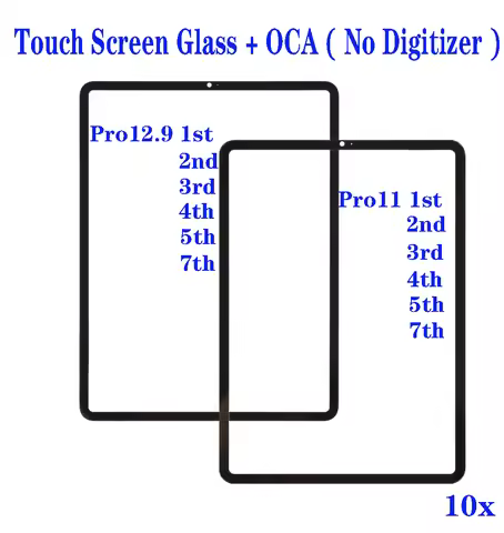 10Pcs Replacement For iPad Pro 12.9 11 1st 2nd 3rd 4th 5th 7th 2024 2022 2021 2020 2018 Front Screen