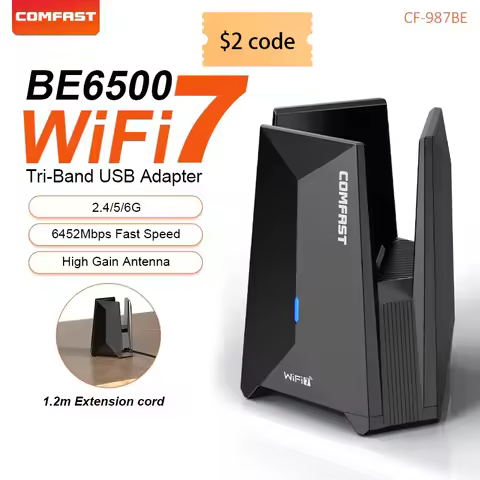 COMFAST USB WiFi 7 Wi-fi adapter 6452Mbps Network Card USB3.0 Tri-band Wifi Dongle 2.4G/5.8G/6G Driv