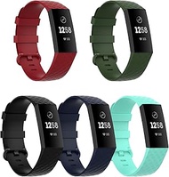 5 Pack Silicone Bands Compatible with Fitbit Charge 4 / Fitbit Charge 3 / Fitbit Charge 3 SE,Replacement Fitness Sport Watch Wristbands Straps for Charge4 / Fitbit Charge3 / Charge3 SE