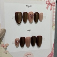 MERAH Press On Nails - Red and Pink Cat Eye