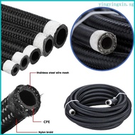 YIN Temperature Resistant Fuel Hose Oil Gas Cooler Hose Line  Tube Nylon Stainless Steel Braided AN4