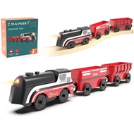 Battery Operated Train for Wooden Track, Motorized Train for Toddlers 3+ Years Old, 3Pcs Trains Toy 
