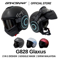 Gracshaw Glaxus G828 G-Wave with Free Smoke Goggle Mask Open Face Helmet For Scooter Cafe Racer