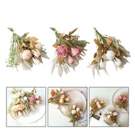 【SUPERSL】Fake Flowers Wedding Burnt Roses Dried Flowers Home Decoration