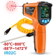 One Piece MESTEK IR02C Infrared Thermometer Gun, -50~800°C Non-Contact Laser Temperature Meter With 
