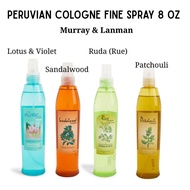 Murray & Lanman Florida Peruvian Cologne Fine Spray Sandalwood, Ruda (Rue), Lotus & Violet, Positive