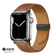 สายหนังหัวเข็มขัดแม่เหล็กพับได้สำหรับ Apple Watchอุปกรณ์เสริม44Mm 49Mm 41/45Mm 40Mm สำหรับ I Watch 8 SE 7 6 5 4 3/2/1 38Mm 42Mm