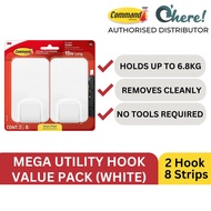3M Command Mega Utility Hook Value Pack, White, 2 Hooks