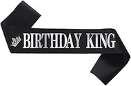 Birthday King Sash Black, Birthday Sashes for Boys or Men Silver Foil Letter 21st 30th 40th 50th 60t