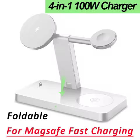Magnetic Wireless Charger 100W 4 IN 1 Fold Quick Chargers Dock For iPhone 16/15/14/13/12 Apple Watch