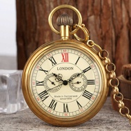 Old Style Open Face Antique Brass Bronze Mechanical Hand Wind Pocket Watch For Men