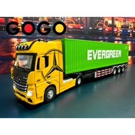 Evergreen 40ft Container Tractor Model Car with Gold Square Head Metal