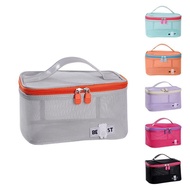 Women's Fashion Transparent Mesh Travel Cosmetic Bag Storage 1 Layer Toiletry Bag Large Capacity Mak