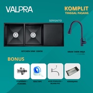 Kitchen Sink Valpra 12050 Hitam + Keran Kran Air / Cuci Piring Black