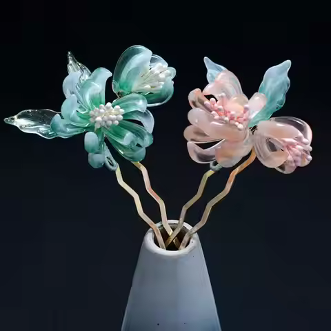 Chinese Style Lycoris radiata Flower Hairpin U-shaped Hanfu Hair Stick Costume Vintage Flower Hair A