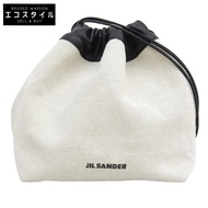 Jil Sander Dumpling帆布皮革雙麵包單肩包，女士款，象牙白x黑色，J07WG0027 [二手]