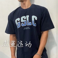 Gymshark GSLC Men Women Sports Casual Loose Printed Pure Cotton Round Neck Short Sleeves