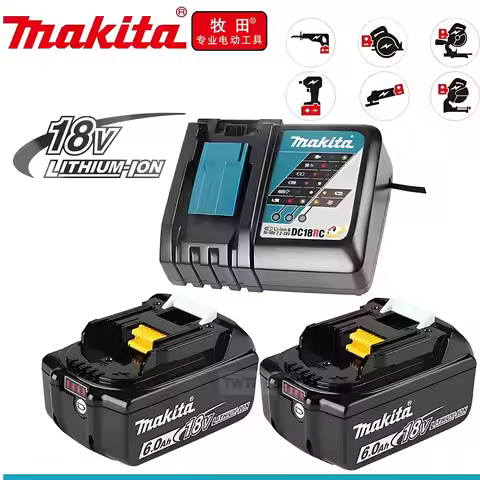 3Pcs Makita 18V 5.0Ah Battery BL1850B BL1860B + DC18RC Charger High Capacity Rechargeable For DTW100