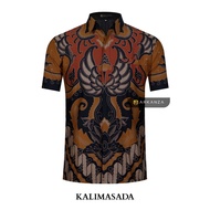 BATIK ARKANZA Motif KALIMASADA PENDEK Hem Atasan Kemeja Baju Batik Pria Cowok Laki Laki Slimfit Full