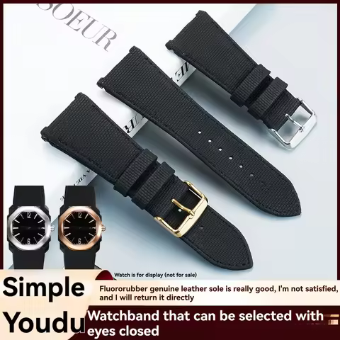 For BVLGARI OCTO Series 101964 102859 104163 102028 Fluororubber Watch Strap and Bracelet for Men 30
