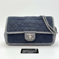 CHANEL 丹寧牛仔 CF大mini肩背斜背鏈條包 25*16*6 98新配件保卡塵袋