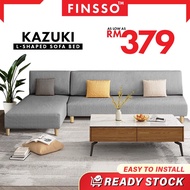 FINSSO:  Kingsley L Shape Sofa / 4 Seater Foldable Sofa Bed / Canvas fabric 2 in 1  with 1 Year Warranty / kazuki sofa